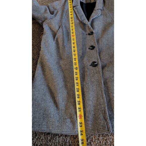 Vintage Gray Houndstooth Blazer Womens XL Raglan Sleeve High Welt Pockets - Picture 13 of 16
